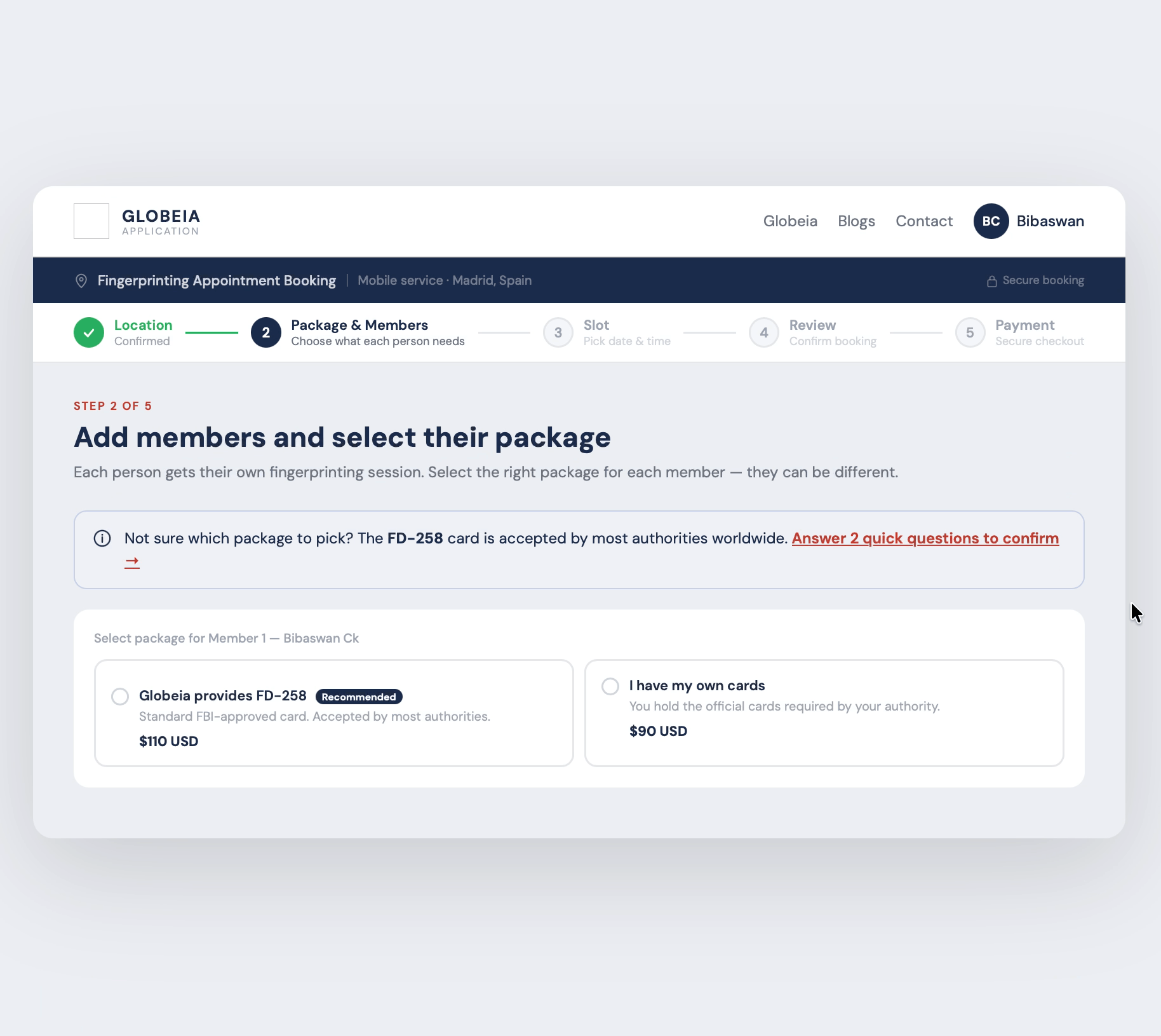 AI Package Assistant interaction , two questions to recommendation